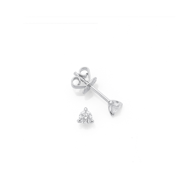 9ct White Gold 3 Claw Diamond Solitaire Studs 2=.25ct