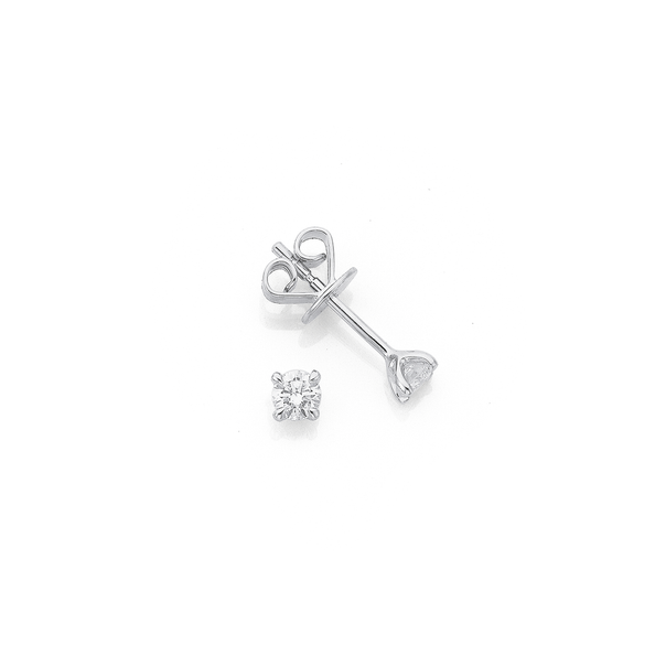 9ct White Gold 4 Claw Diamond Solitaire Studs 2=.25ct