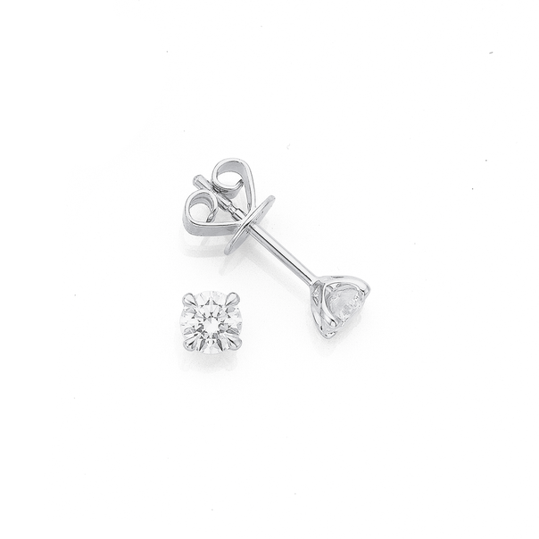 9ct White Gold 4 Claw Diamond Solitaire Studs 2=.50ct