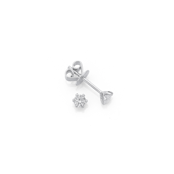 9ct White Gold 6 Claw Diamond Solitaire Studs 2=.25ct