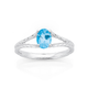 9ct White Gold Blue Topaz with Rope  with Split Rope Twist Ring
