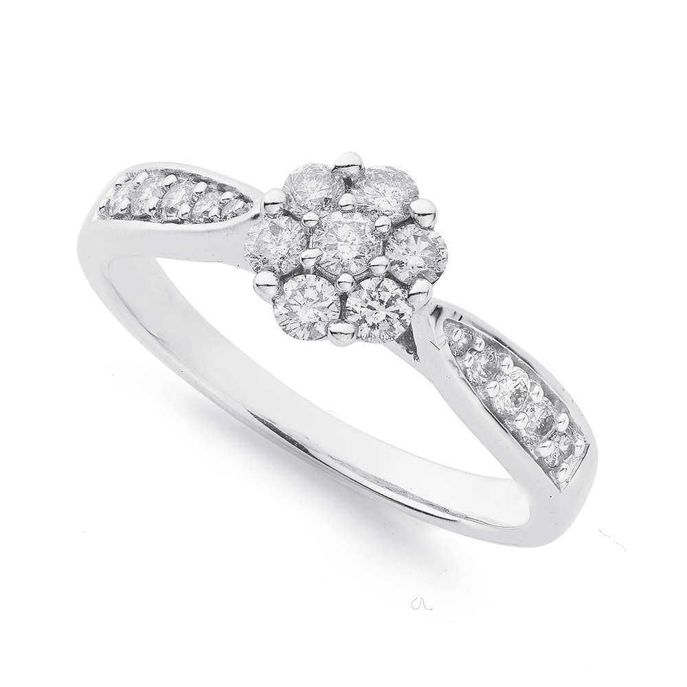 Silver 1 Carat Diamond Cluster Ring – Shiels Jewellers