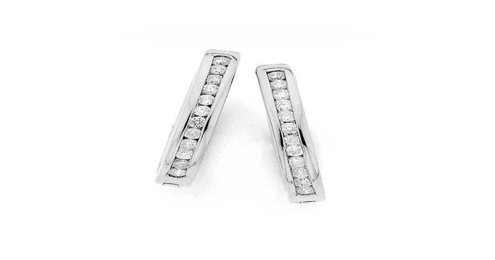 0.25ct Diamond Huggie Earrings In 9ct White Gold main image 1