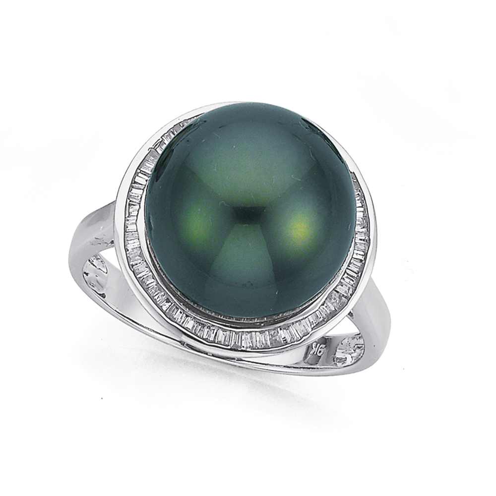 Black Pearl & Diamond Ring - MJ1053 – JEWELLERY GRAPHICS