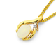 9ct White Opal & Diamond Oval Pendant