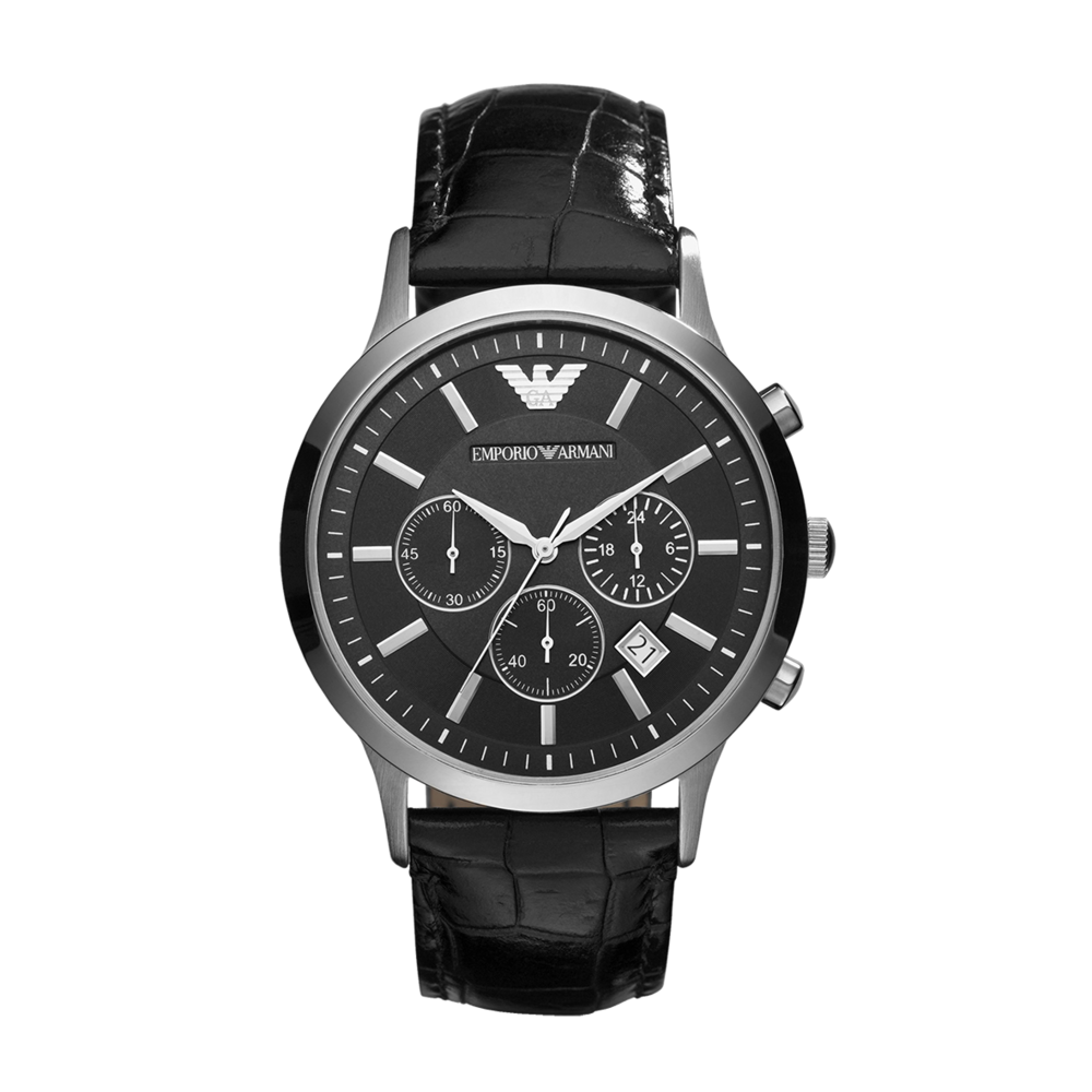 Emporio Armani Gents Renato Chronograph Watch in Black | Stewart Dawsons