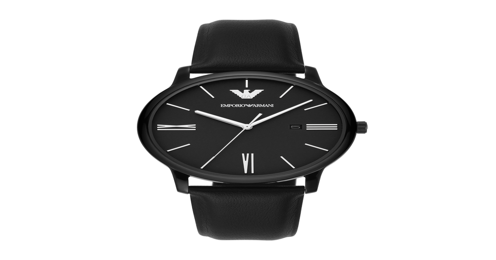 Emporio Armani Minimalist Men's Watch in Black | Stewart Dawsons