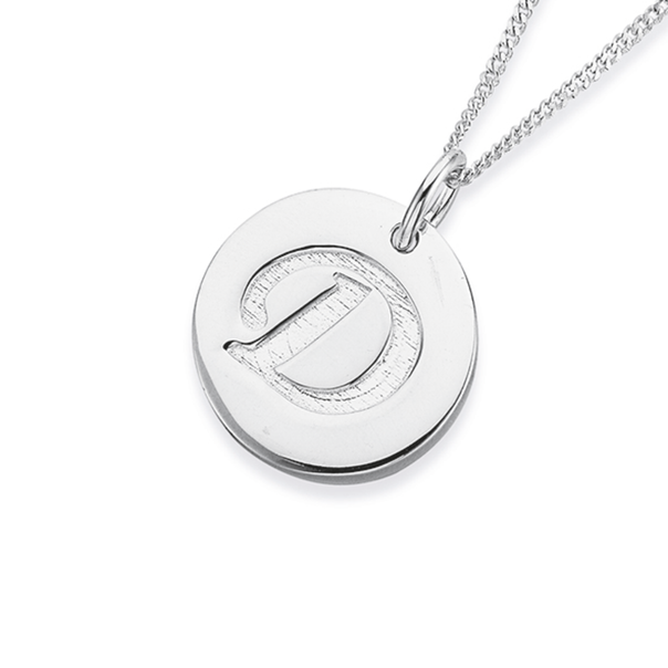 Initial D Letter Pendant in Sterling Silver