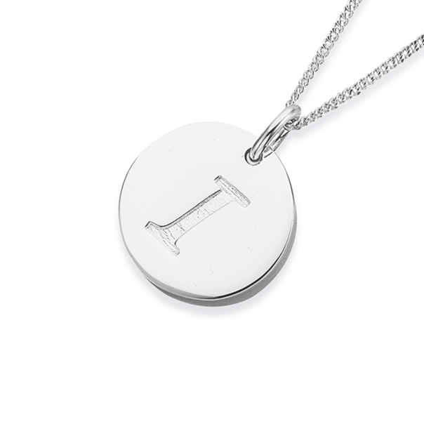 Initial I Letter Pendant in Sterling Silver
