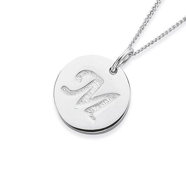 Initial M Initial Pendant in Sterling Silver