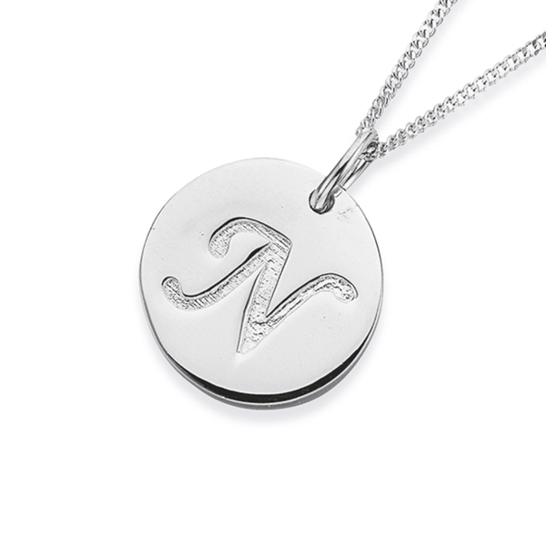 Initial N Letter Pendant in Sterling Silver