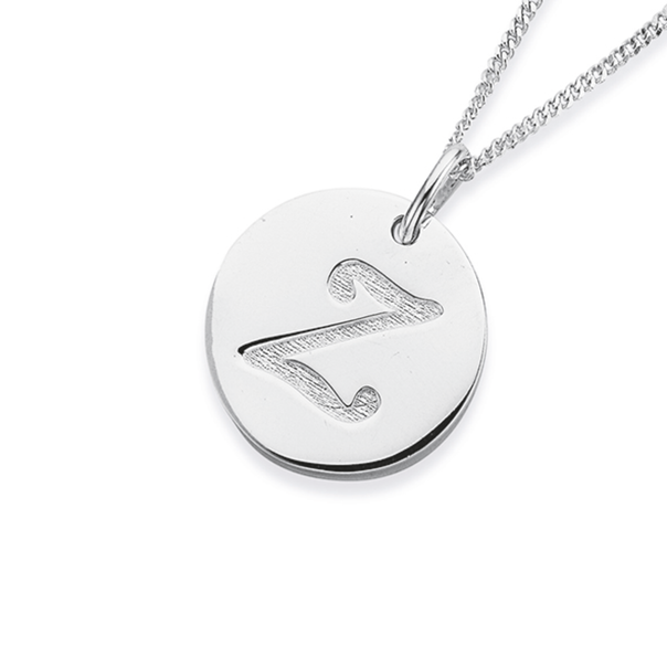Initial Z Letter Pendant in Sterling Silver