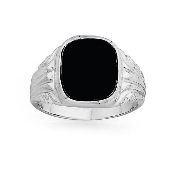 Onyx Signet Ring in Sterling Silver