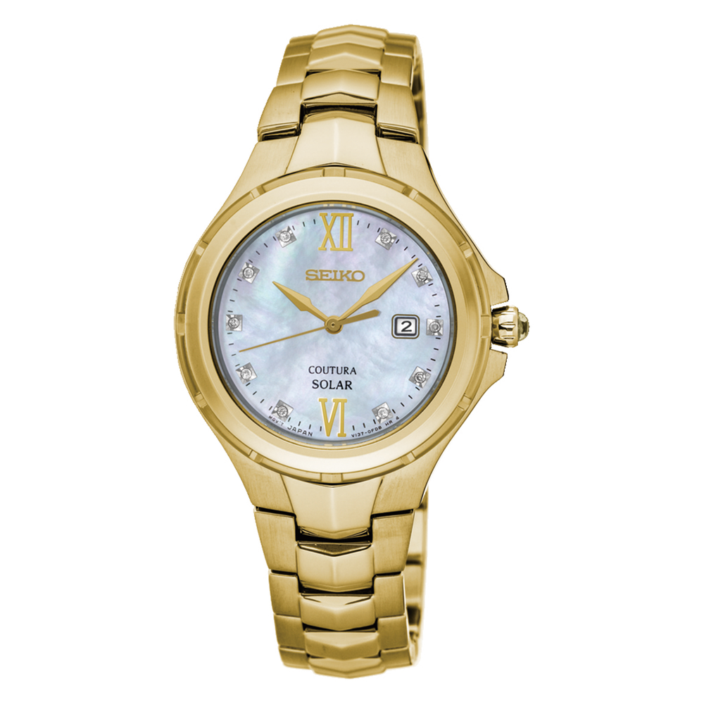 Seiko Ladies Coutura Solar Watch Sut310p in Gold Stewart Dawsons