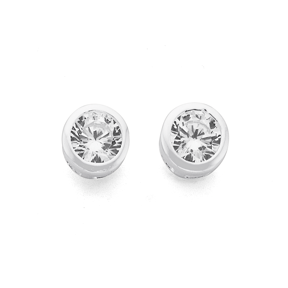 Silver 4mm Cubic Zirconia Stud Earrings in Clear Stewart Dawsons
