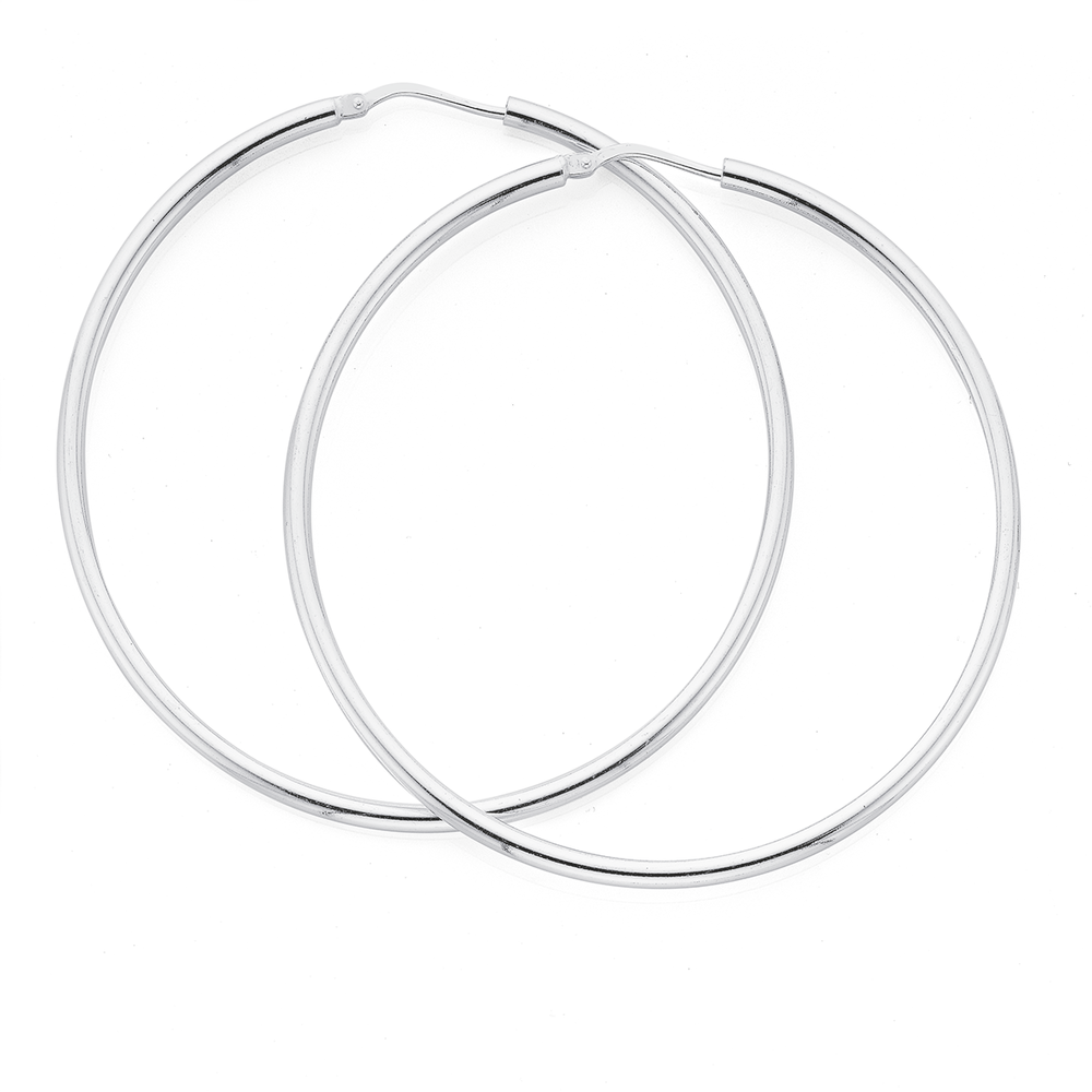 Silver Long Circle Earrings