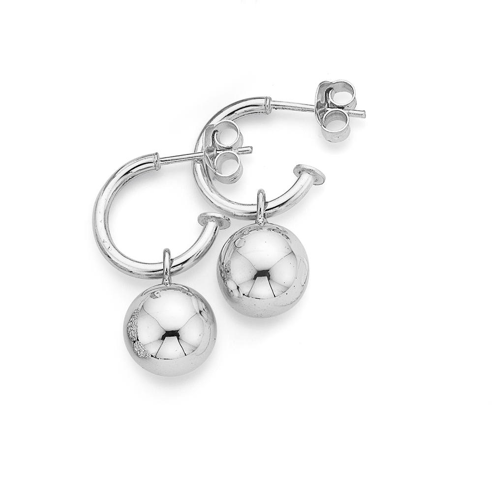 Sterling Silver 10mm Euro Ball Hoop Earrings | Stewart Dawsons