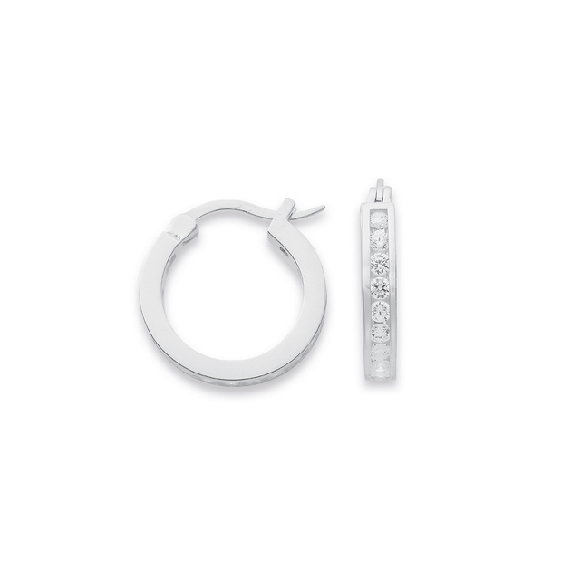 Sterling Silver 20mm Cubic Zirconia Hoops in Clear Stewart Dawsons