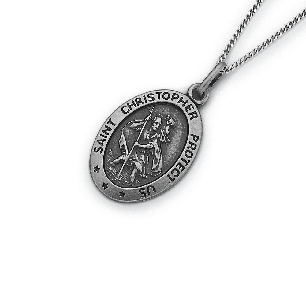 Oxidised Silver St Christopher - The Silver Shop of Bath