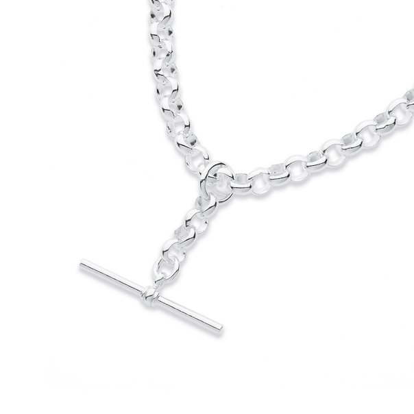 Sterling Silver 45cm Belcher Chain with T-Bar Fob
