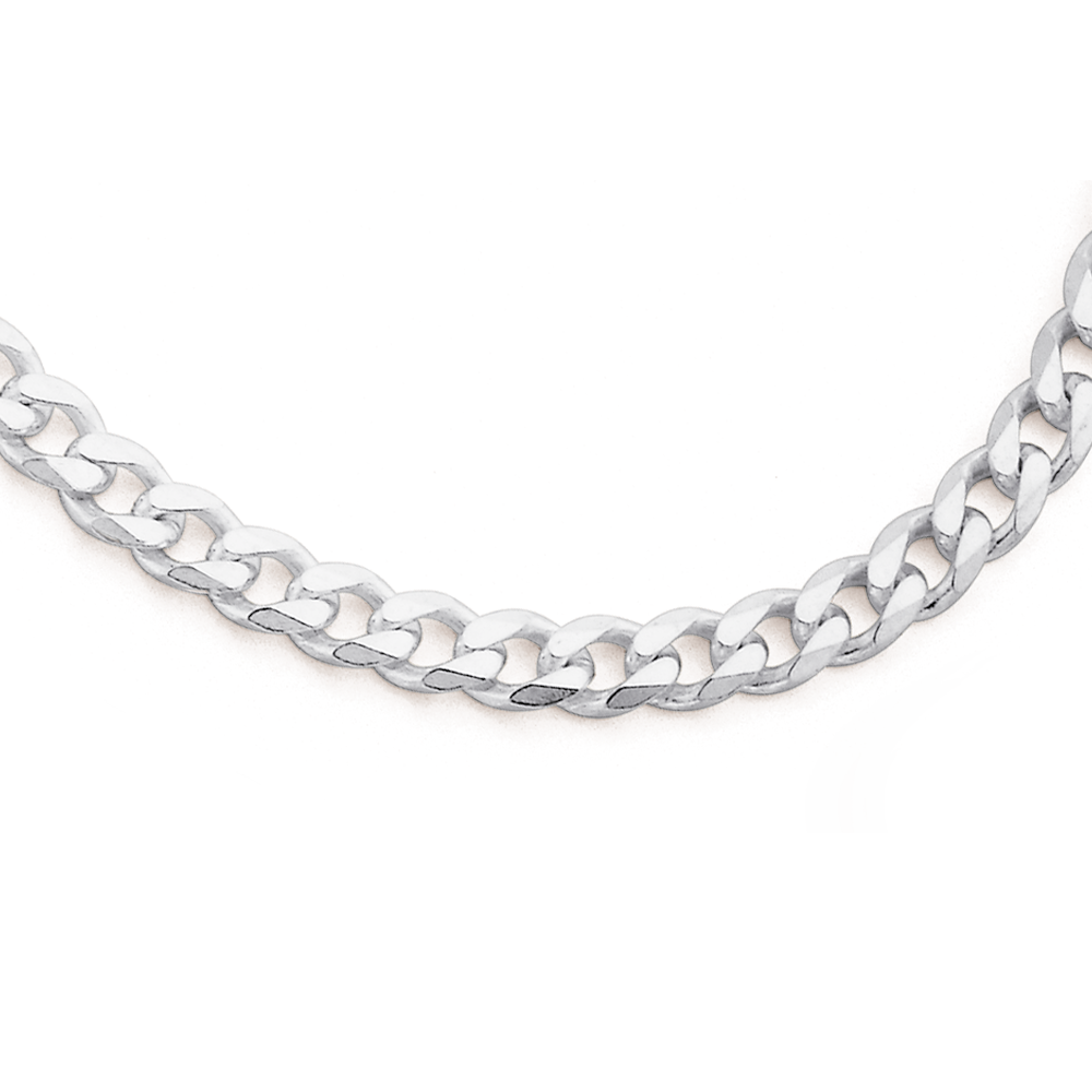 Flat Curb Chain Necklace Silver