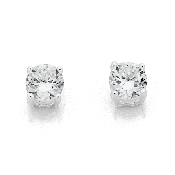 Sterling Silver 5mm Cubic Zirconia Studs