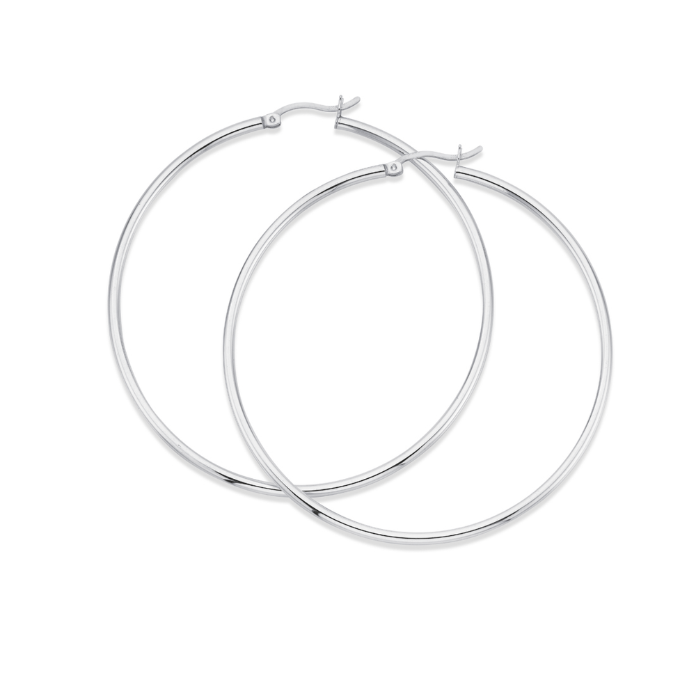 Thin Wire Hoop Earrings in 18k gold over sterling silver, 70mm – Miabella