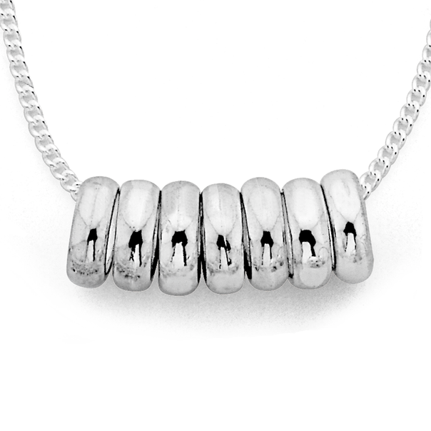 Sterling Silver 7 Lucky Rings Necklace