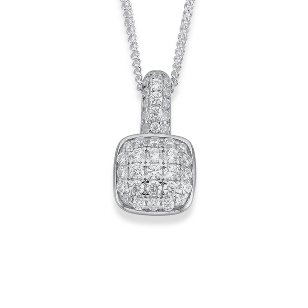 Sterling Silver 8mm Pave Cubic Zirconia Pendant