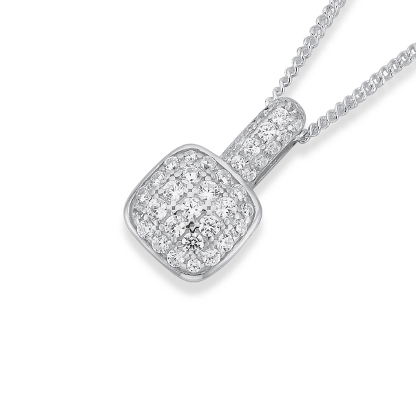 Sterling Silver 8mm Pave Cubic Zirconia Pendant