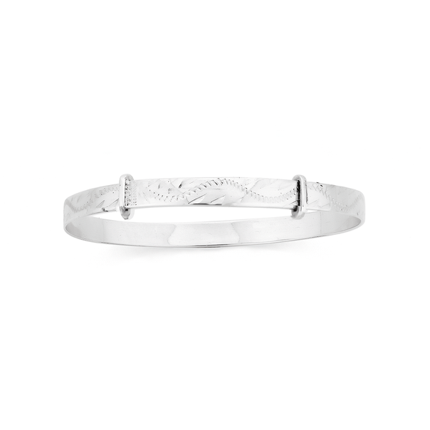 Sterling Silver Adult Engraved Expanding Bangle