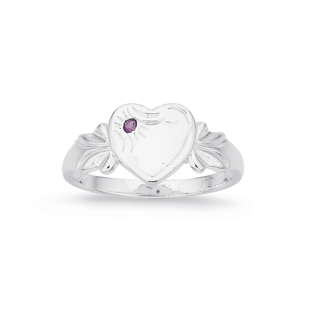 Sterling Silver Amethyst Signet Ring Size I