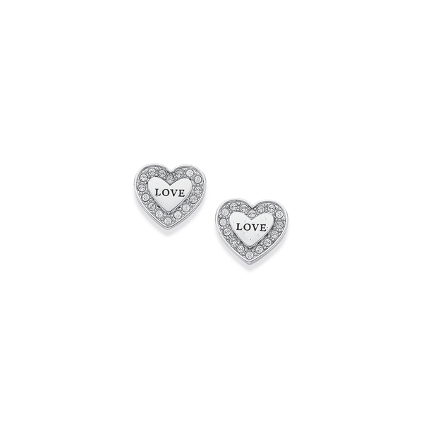 Sterling Silver Cubic Zirconia Love Heart Studs