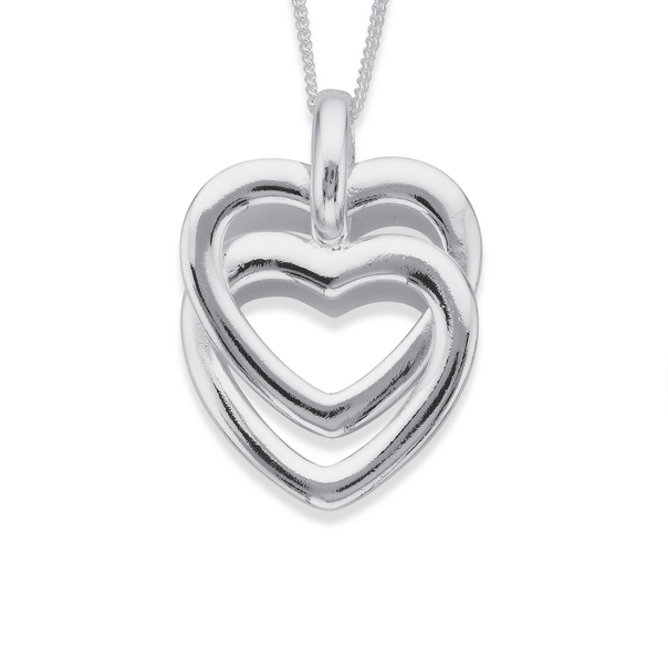 Sterling Silver Double Entwined Hearts Pendant