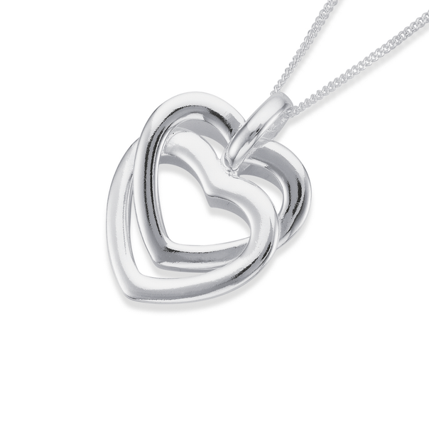 Sterling Silver Double Entwined Hearts Pendant