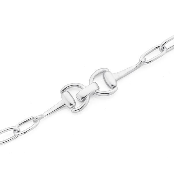 Sterling Silver Horse-bit Link Bracelet 20cm