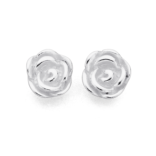 Sterling Silver Large Rose Earrings