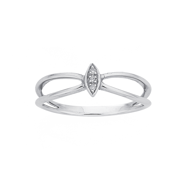 Sterling Silver Marquise with Diamond Ring