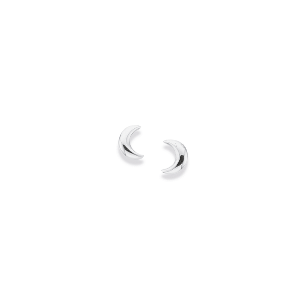 Sterling Silver Mini Moon Stud Earrings