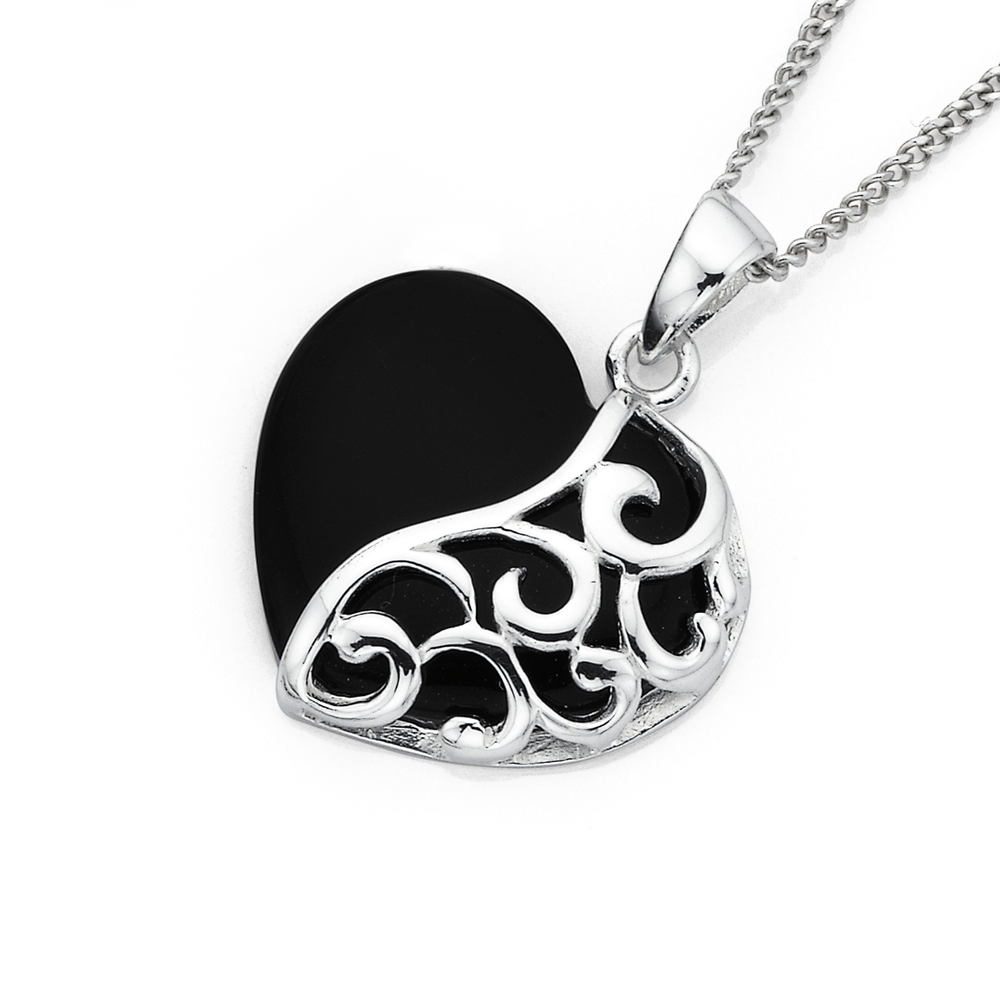 14k Black Onyx Heart Necklace – EPJ