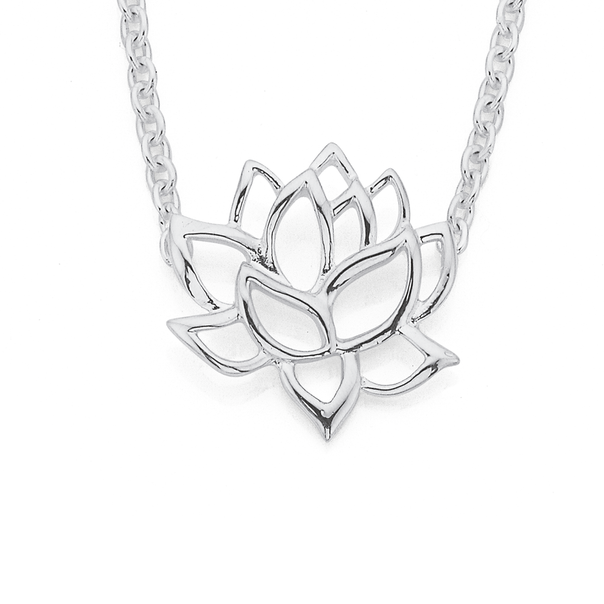 Sterling Silver Open Lotus Flower Necklet
