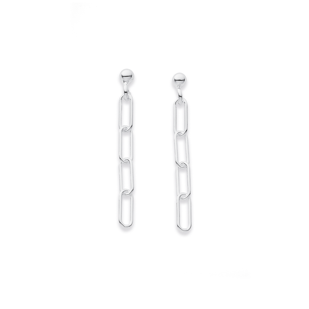 Sterling Silver Paperclip Link Drop Earrings
