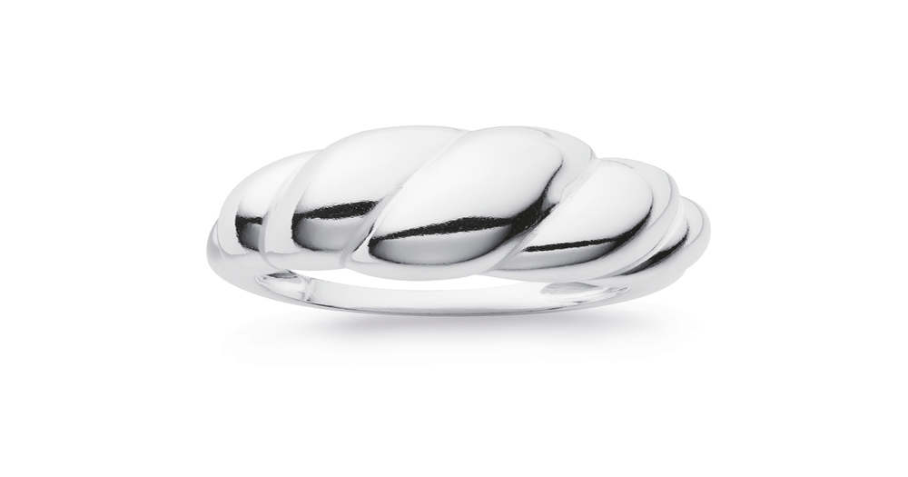 Sterling Silver Puff Ridged Swirl Ring | Stewart Dawsons