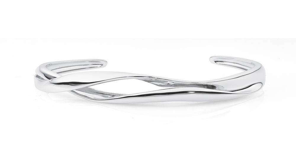Sterling Silver Ribbon Twist Cuff Bangle | Stewart Dawsons