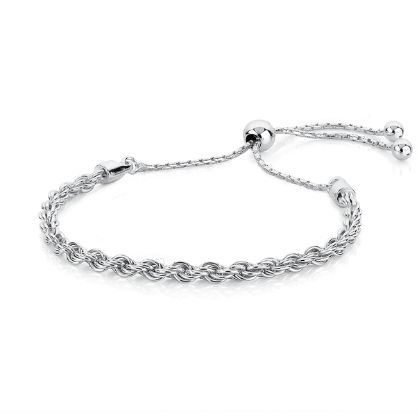 Sterling Silver Rope Twist Adjustable Bracelet