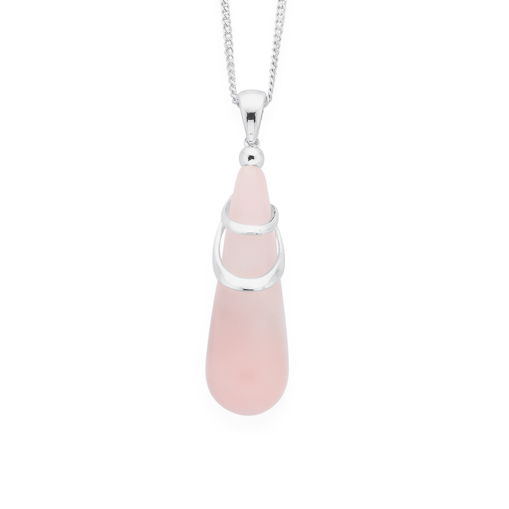 Sterling Silver Rose Quartz Drop Pendant in Pink Stewart Dawsons