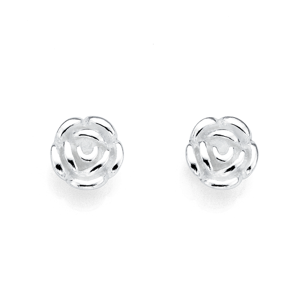 Sterling Silver Rose Studs