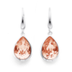 Sterling Silver Rose Swarovski Crystal Pear Drop Earrings