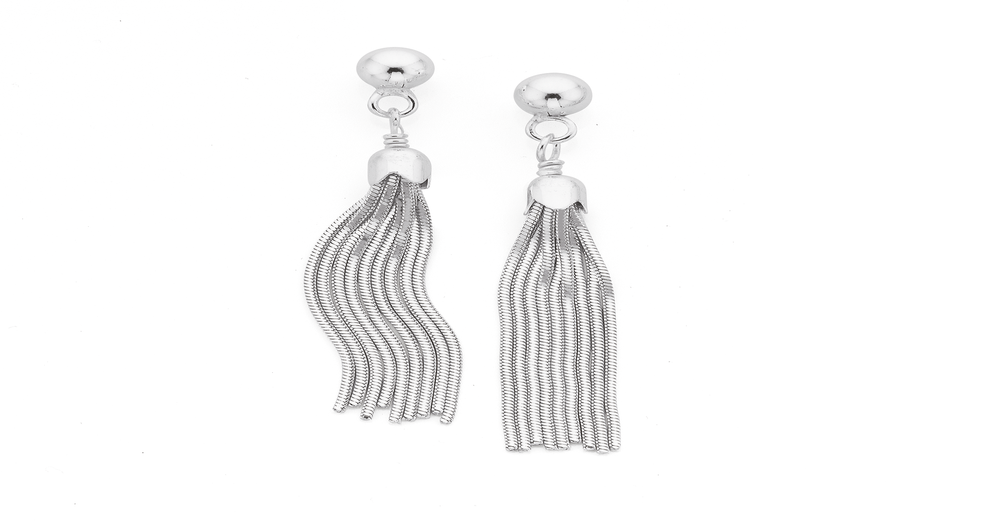 Sterling Silver Snake Chain Tassel Earrings Stewart Dawsons
