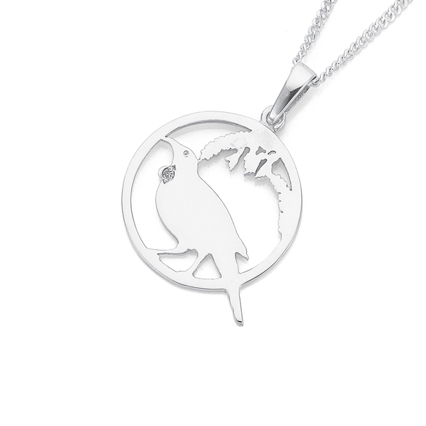 Sterling Silver Tui with Diamond Pendant